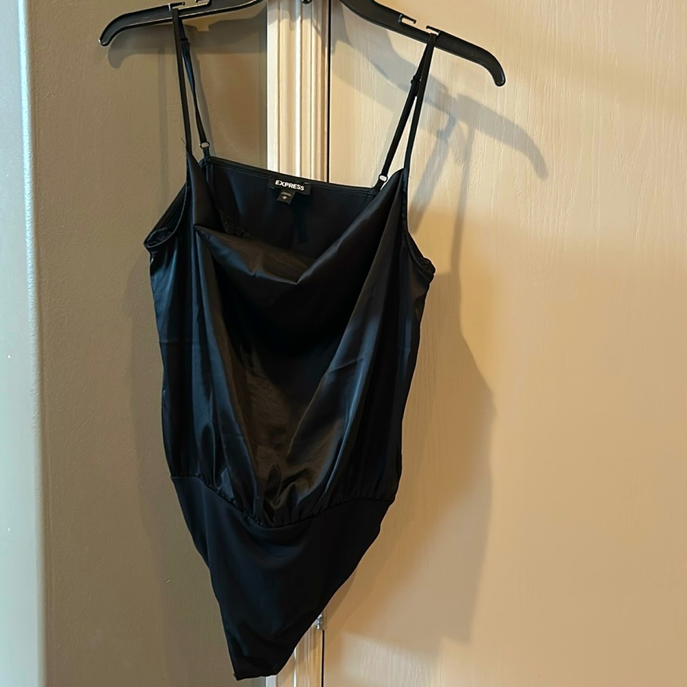 Express satin black bodysuit